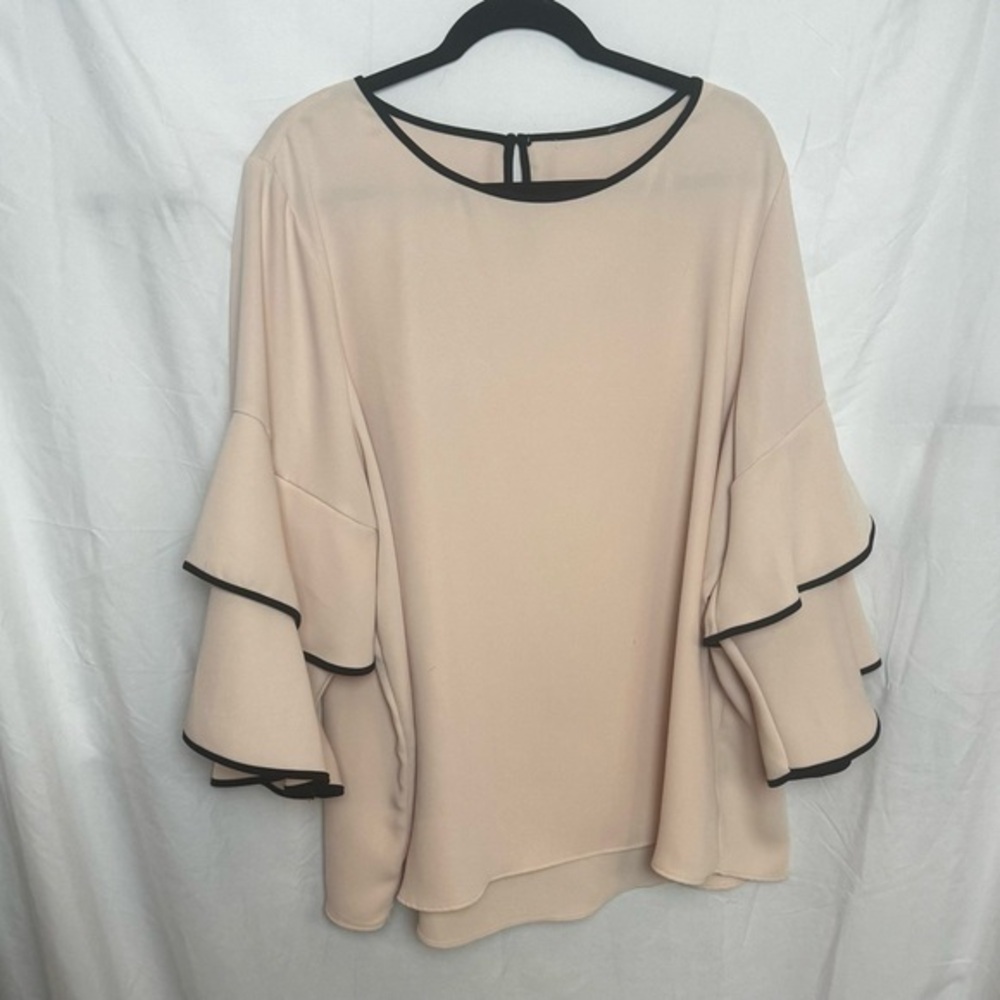 Calvin Klein Ruffled Bell-Sleeve Blouse 2X/3X